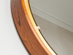 1970's Danish Large Illuminated Round Rosewood & Lucite Wall Mirror