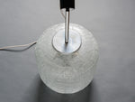 1970s Large Crackle Glass and Chrome Cylindrical Pendant by Doria