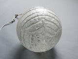 1970s Large Crackle Glass and Chrome Globe Pendant by Doria