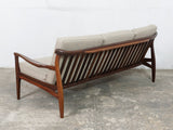 1960s Toothill Teak Sofa In Dekoma Wool Biscuit Fabric