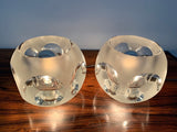 Pair of 1970s Peill and Putzler Frosted Glass Round Ice Cube Table Lamps