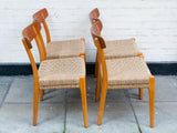 Set of 4 Hans Wegner for Carl Hansen CH-23 Beech and Teak Dining Chairs