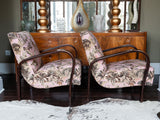 Pair of 1950s Czech Art Deco HF11 Halabala Armchairs