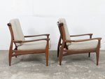 1960s Toothill Teak Armchairs In Dekoma Wool Biscuit Fabric
