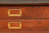 Antique Oak Plans Chest Coffee Table with Zinc Top with Wooden Casters