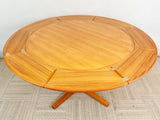 1960s Danish Dyrlund Teak Flip-Flap Pedestal Dining Table