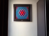 OP ART - CUBED PATTERN VASARELY FRAMED PRINT