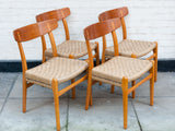 Set of 4 Hans Wegner for Carl Hansen CH-23 Beech and Teak Dining Chairs