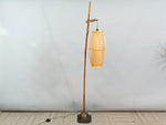 Vintage Bamboo and Coconut Floor Lamp with a Rattan Shade