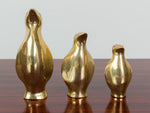 Vintage Brass Penguin Family Paperweight Set