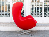 Danish Arne Jacobsen for Fritz Hansen Swivel Egg Chair in Kvadrat Tonus Red