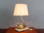 Vintage French Brass Duck on a Marble Stand Table Lamp