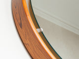 1970's Danish Large Illuminated Round Rosewood & Lucite Wall Mirror