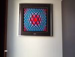 OP ART - CUBED PATTERN VASARELY FRAMED PRINT