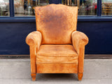 Pair of 1950's Moustache Back French Leather Club Chairs