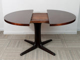 Mid-Century Finnish Isku Rosewood Extendable Pedestal Dining Table