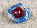 1960's Murano Sommerso Red & Ultra Violet Blue Ashtray