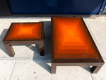 1970's Rectangular Multi-Coloured Brown and Orange High Gloss Coffee Table