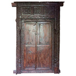 19th Century Indian Carved Wood Entrance Door and Frame