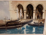 Harold Latham Watercolour "A Fish Market on the Grand Canal, Venice"
