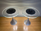 Rare Pair of Philips Space Age Glass and Brushed Chrome Table Lamps