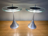 Rare Pair of Philips Space Age Glass and Brushed Chrome Table Lamps