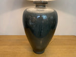 Vintage Very Large Dark Grey Crackle Glazed Porcelain Ceramic Lamp Base