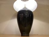 Vintage Very Large Dark Grey Crackle Glazed Porcelain Ceramic Lamp Base