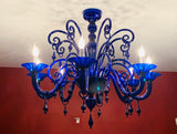 Large Vintage Cobalt Blue Murano Glass Chandelier
