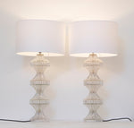 Large Pair of 1960s Italian Glass and Chrome Lamps