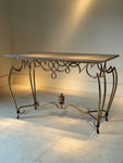 1940s French René Prou attributed Gilt Iron & Limestone Console Table