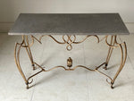 1940s French René Prou attributed Gilt Iron & Limestone Console Table