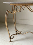 1940s French René Prou attributed Gilt Iron & Limestone Console Table