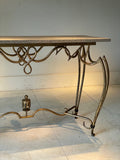 1940s French René Prou attributed Gilt Iron & Limestone Console Table