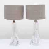Pair of 1950s Crystal Val St Lambert Table Lamps