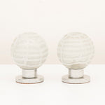 Pair of 1970s German Doria Frosted Ice Glass Table Lamps
