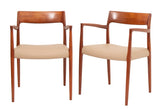 Pair of Niels O Møller Model 57 Teak Carver Armchair Dining Chairs