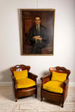 Pair of 1920s Swedish pair of leather club chairs