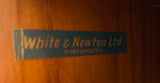 Pair 1950s White & Newton Teak & Sliding Glass Door Cabinet