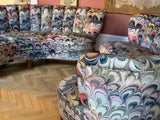 Pair of 1950s German Scalloped Curved Sofas