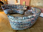 Pair of 1950s German Scalloped Curved Sofas