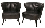 Pair of French 1950s Black Leather Cocktail Chairs