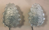 Pair of 1960s Kalmar Iced Glass Wall Sconces