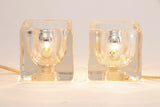 Pair of 1970s Peill & Putzler Glass Cube Table Lamps