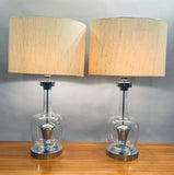 Pair of 1970s Space Age Glass and Chrome Table Lamps