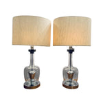 Pair of 1970s Space Age Glass and Chrome Table Lamps