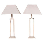 Pair of 1970s Chrome Table Lamps inc Shades