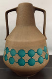 1970s Fat Lava Brown & Turquoise Glass Pottery Jug