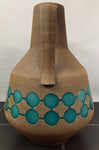 1970s Fat Lava Brown & Turquoise Glass Pottery Jug