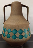 1970s Fat Lava Brown & Turquoise Glass Pottery Jug